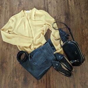 Aritzia Babaton Power Blouse in Mustard